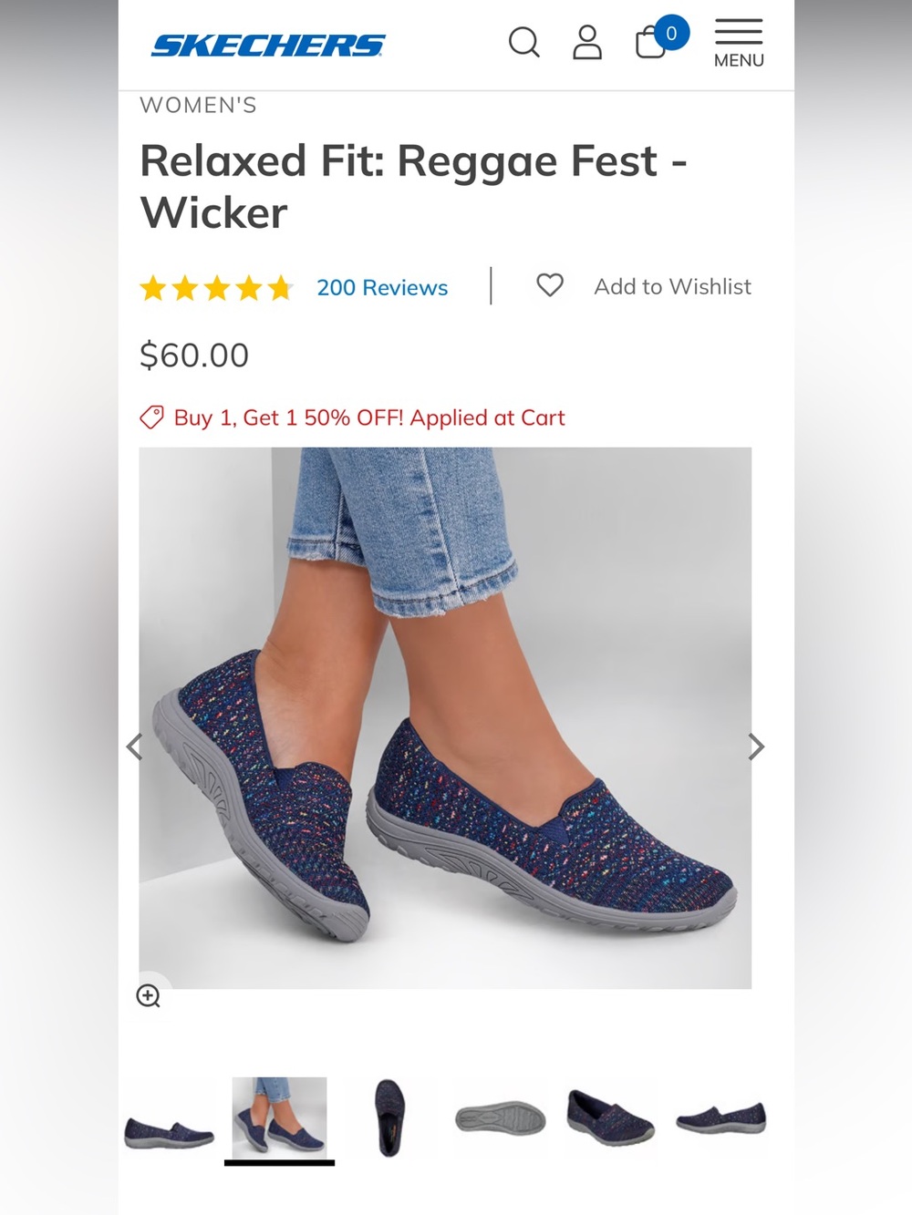 Skechers Women's Relaxed Fit: Reggae Fest - Wicker slip-on Navy shoe Size US 8 - Picture 5 of 11